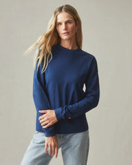 Women's Vintage Crew Long Sleeve Tee - Washed Pageant Blue