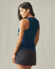 Women's Luxe Rib Tank - Estate Blue