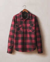 Unisex Redwood Fleece Overshirt - Bonfire Red Plaid