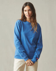 Women's Vintage Crew Long Sleeve Tee - Washed Blue Aura