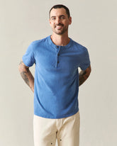 Men's Broken-In Premium Slub Henley - Vintage Deja Vu Blue