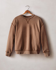Women's Relaxed French Terry Crew - Downtown Brown
