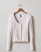 Women's Luxe Rib Square Neck Cardigan - Ashes of Roses