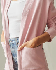 Women's French Terry Cardigan - Silver Pink