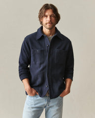 Men's French Terry Twill Shacket - Dress Navy