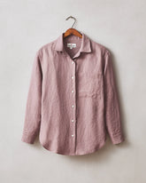 Women's Linen Long Sleeve Shirt - Twilight Mauve