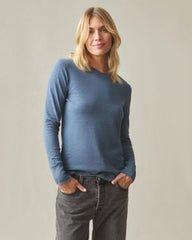 Women's Premium Slub Long Sleeve Crew Tee - Denim
