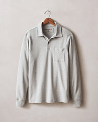 Men's Brushed Long Sleeve Polo - Sand Shell Heather