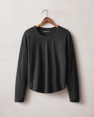 Women's Premium Slub Curved Hem Tee - Black