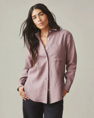 Women's Linen Long Sleeve Shirt - Twilight Mauve