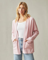 Women's French Terry Cardigan - Silver Pink