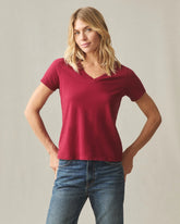 Women's Classic Cotton V-Neck Tee - Syrah