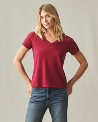 Women's Classic Cotton V-Neck Tee - Syrah