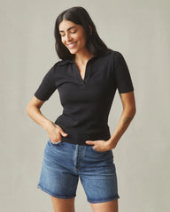 Women's Luxe Rib Popover - Black