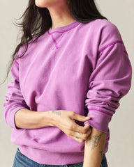 Women's Relaxed French Terry Crew - Cattleya Orchid