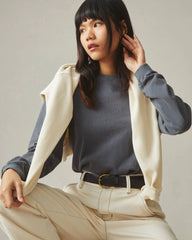 Women's Vintage Crew Long Sleeve Tee - Washed Metropolitan Grey