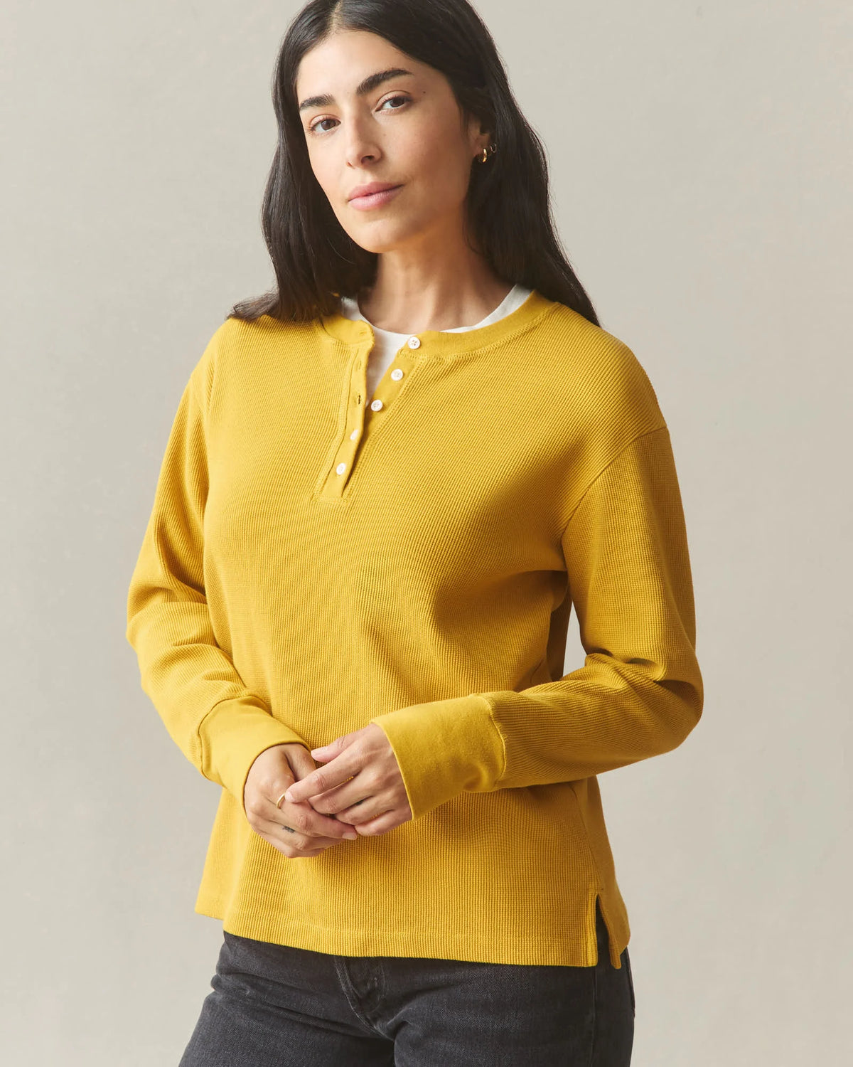 Women's Thermal Henley - Nugget Gold