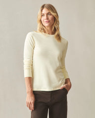 Women's Premium Slub Long Sleeve Crew Tee - Almond Oil