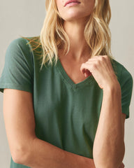 Women's Classic Cotton V-Neck Tee - Dark Forest