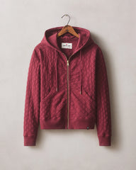 Women's Diamond Stitch Classic Full Zip - Pomegranate