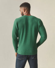 Men's Waffle Long Sleeve Henley - Hunter Green