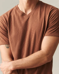 Men's Premium Slub V-Neck Tee - Cambridge Brown