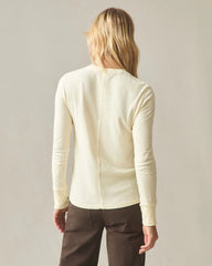 Women's Premium Slub Long Sleeve Crew Tee - Almond Oil