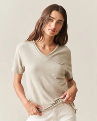 Women's Premium Slub Pocket Tee  - Feather Grey