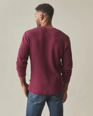 Men's Waffle Long Sleeve Henley - Zinfandel