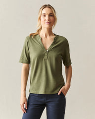 Women's Hemp V-Notch Tee - Olvine