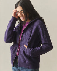 Women's Diamond Stitch Classic Full Zip - Purple Velvet