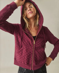 Women's Diamond Stitch Classic Full Zip - Pomegranate