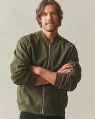 Men's Fleece Bomber Jacket - Deep Olive