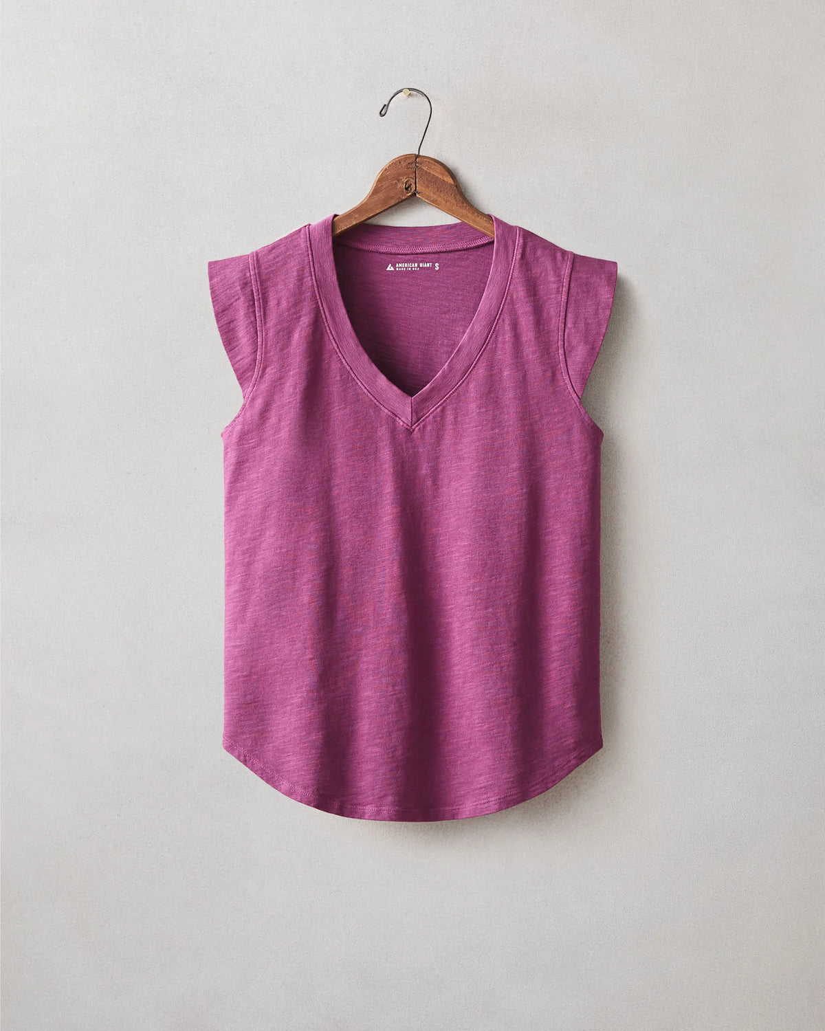 Women's Premium Slub Cap Sleeve V-Neck - Damson