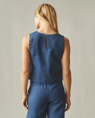 Women's Linen Tank - Marine Navy