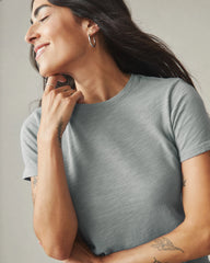 Women's Premium Slub Crew Tee - Heather Grey