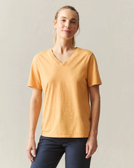 Women's Classic Cotton V-Neck Tee - Golden Apricot