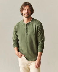 Men's Broken-In Premium Slub Long Sleeve Henley - Rifle Green