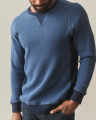 Men's Colorblock Summit Waffle Long Sleeve Crew - Marine Navy Oxford Blue