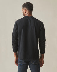 Men's Premium Slub Crew Tee Long Sleeve   - Black