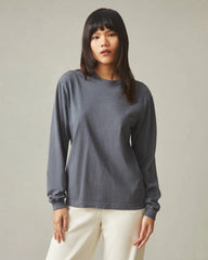 Women's Vintage Crew Long Sleeve Tee - Washed Metropolitan Grey