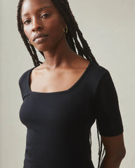 Women's Luxe Rib Square Neck Tee - Black