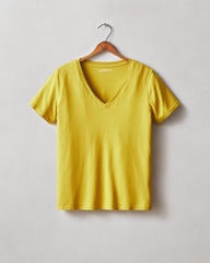 Women's Classic Cotton V-Neck Tee - Golden Palm