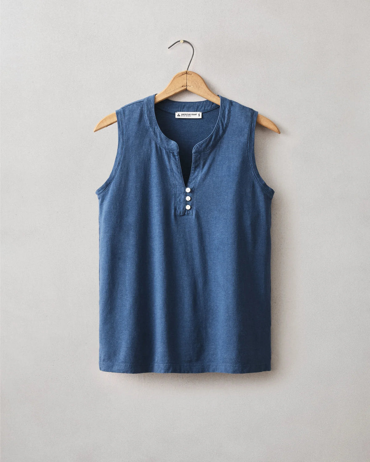 Women's Hemp Sleeveless Henley - Ensign Blue