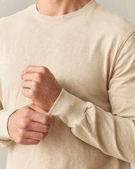 Men's Premium Slub Crew Tee Long Sleeve - White Pepper