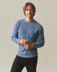 Men's Waffle Long Sleeve Crew - Bluefin