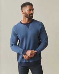 Men's Colorblock Summit Waffle Long Sleeve Crew - Marine Navy Oxford Blue