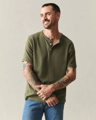 Men's Brushed Henley - Olive Night Heather