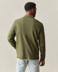 Men's Brushed Long Sleeve Polo - Olive Night Heather