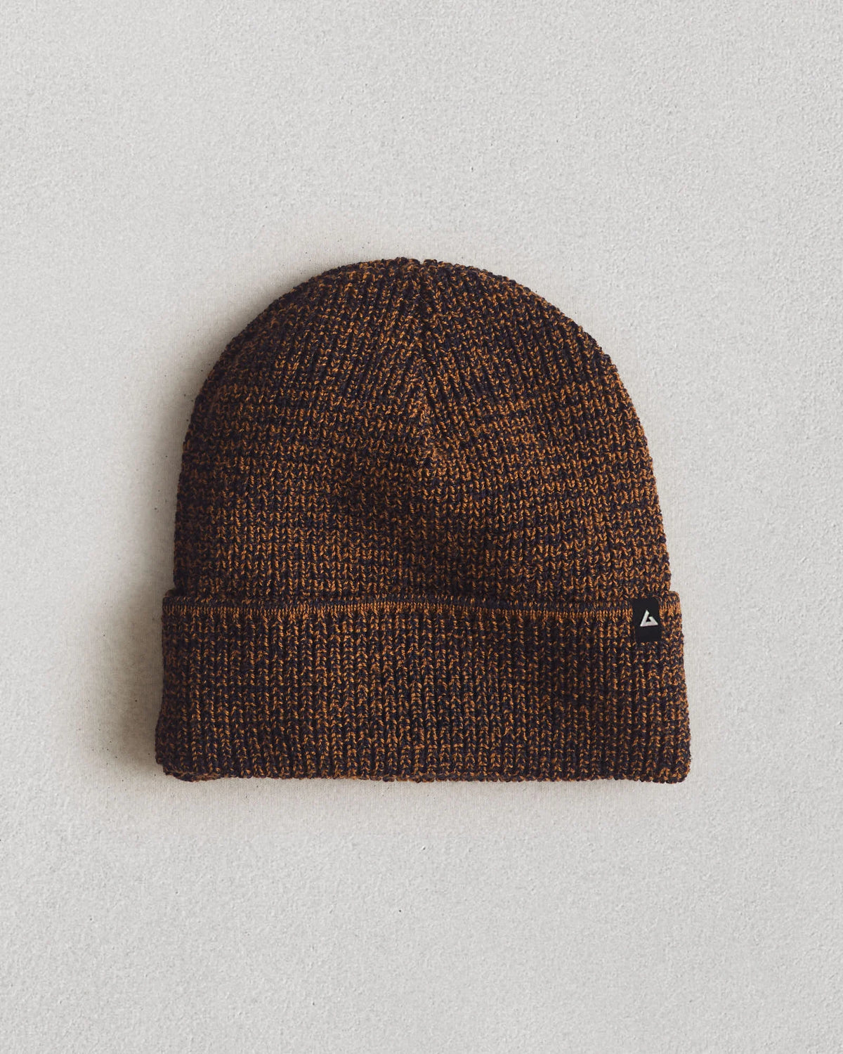 Cuffed Marled Merino Wool Beanie - Marled Copper Navy